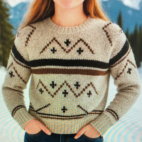 Cozy Patterned Sweater - Cream and Brown - Picture 1 of 3